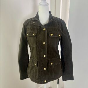J. Crew Dark Green Utility Jacket with Gold Buttons